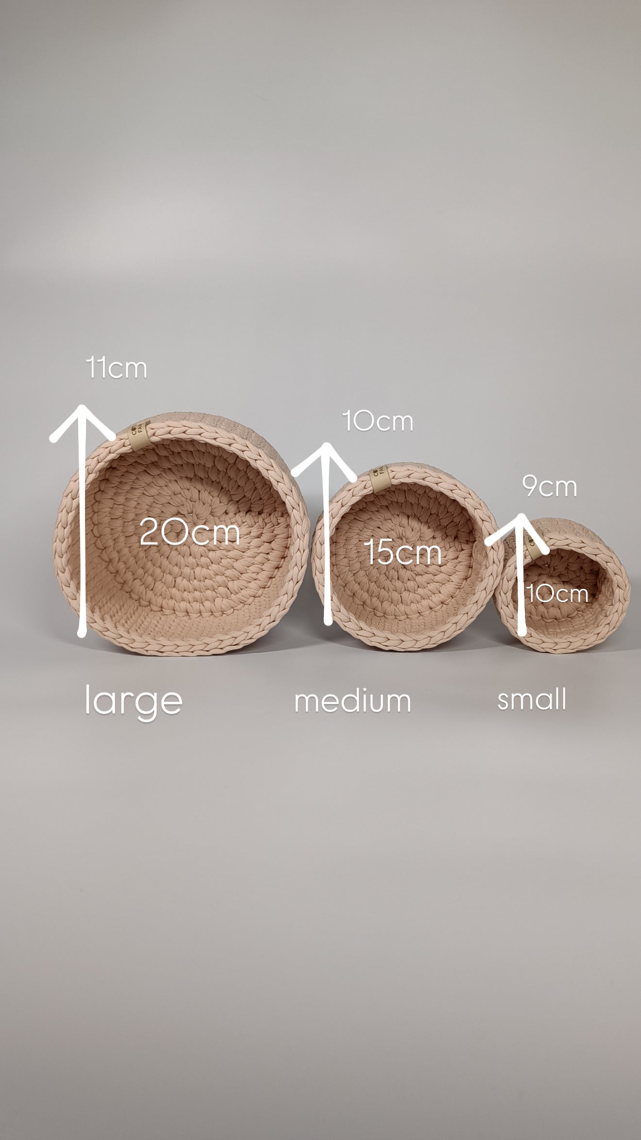 "CLASSIC"  Set of 3 Round Organizer Baskets