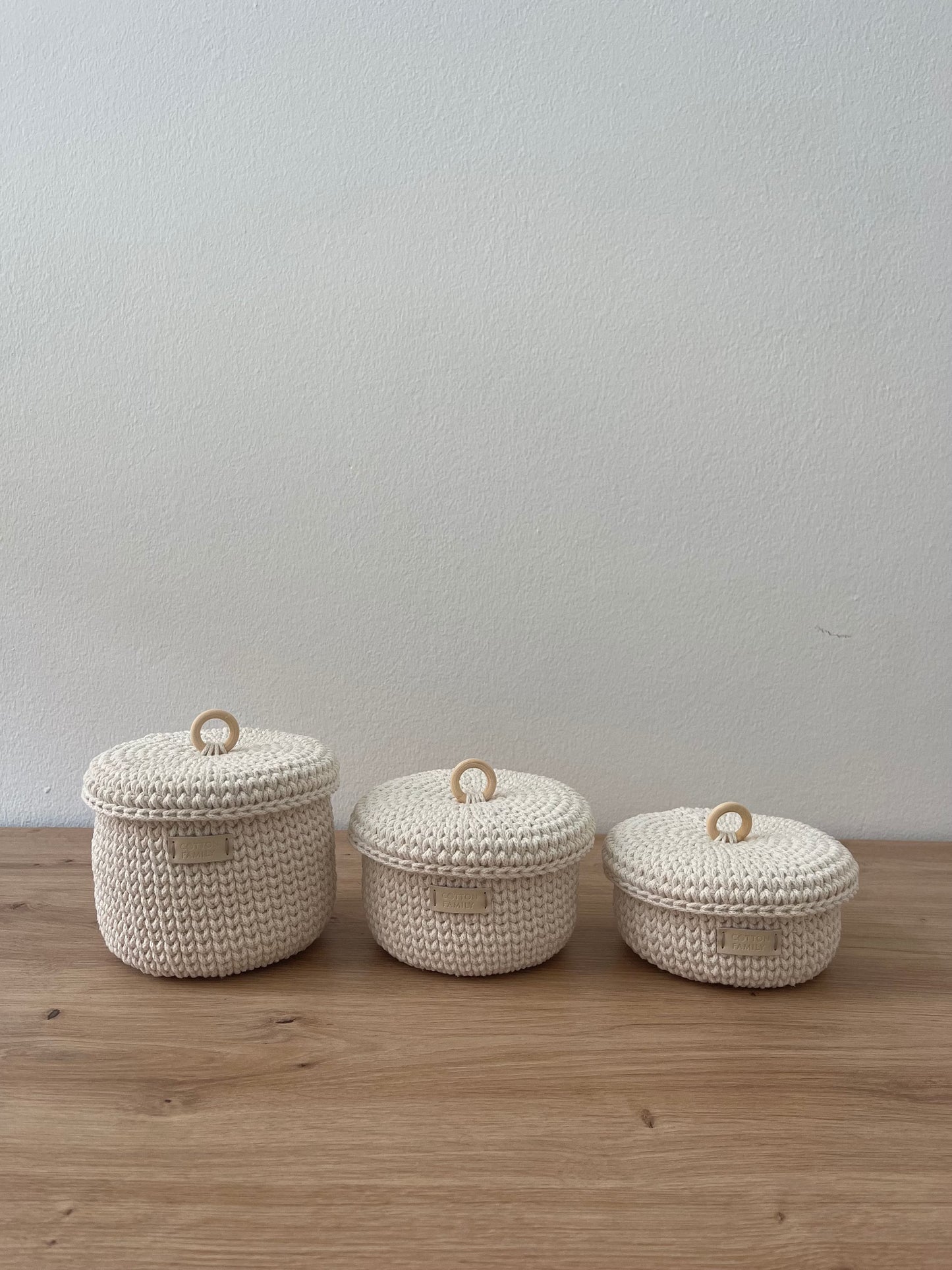 "RING" Set of 3 Round MEDIUM-Organizer Lidded Baskets