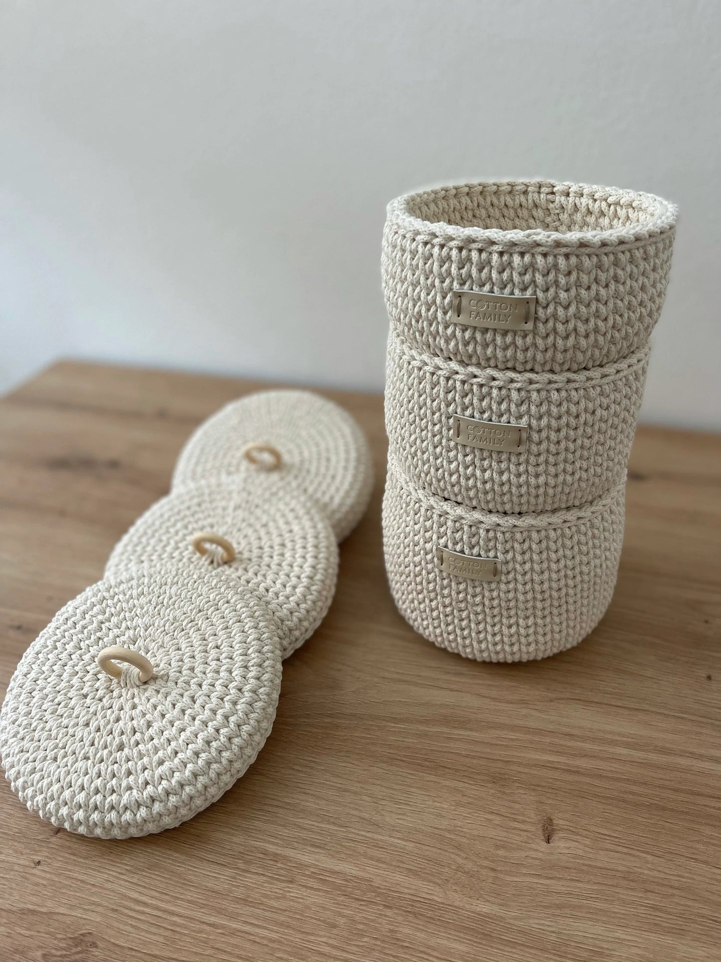 "RING" Set of 3 Round MEDIUM-Organizer Lidded Baskets
