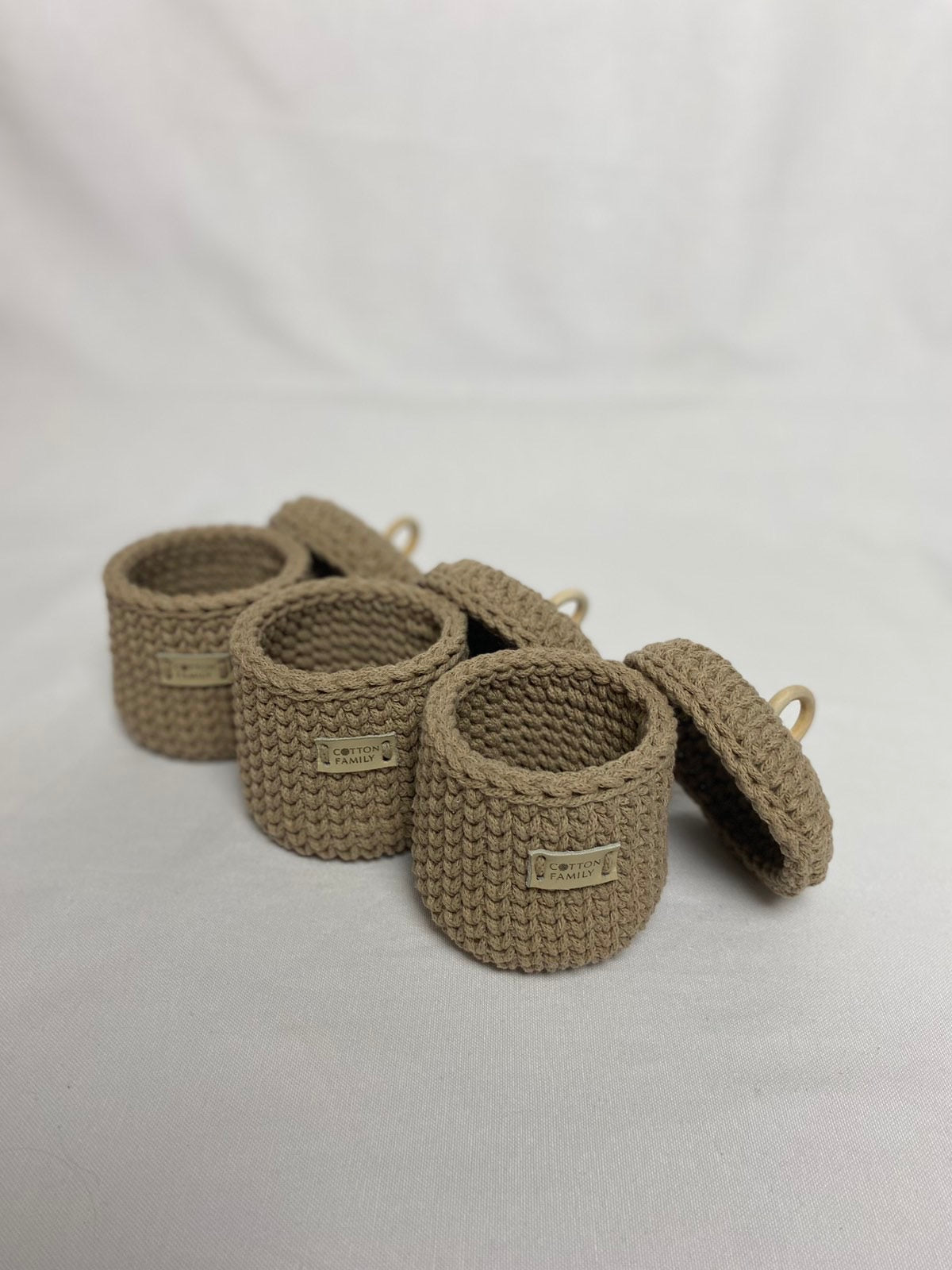 "RING" 3 Round MINI-Organizer Lidded Baskets