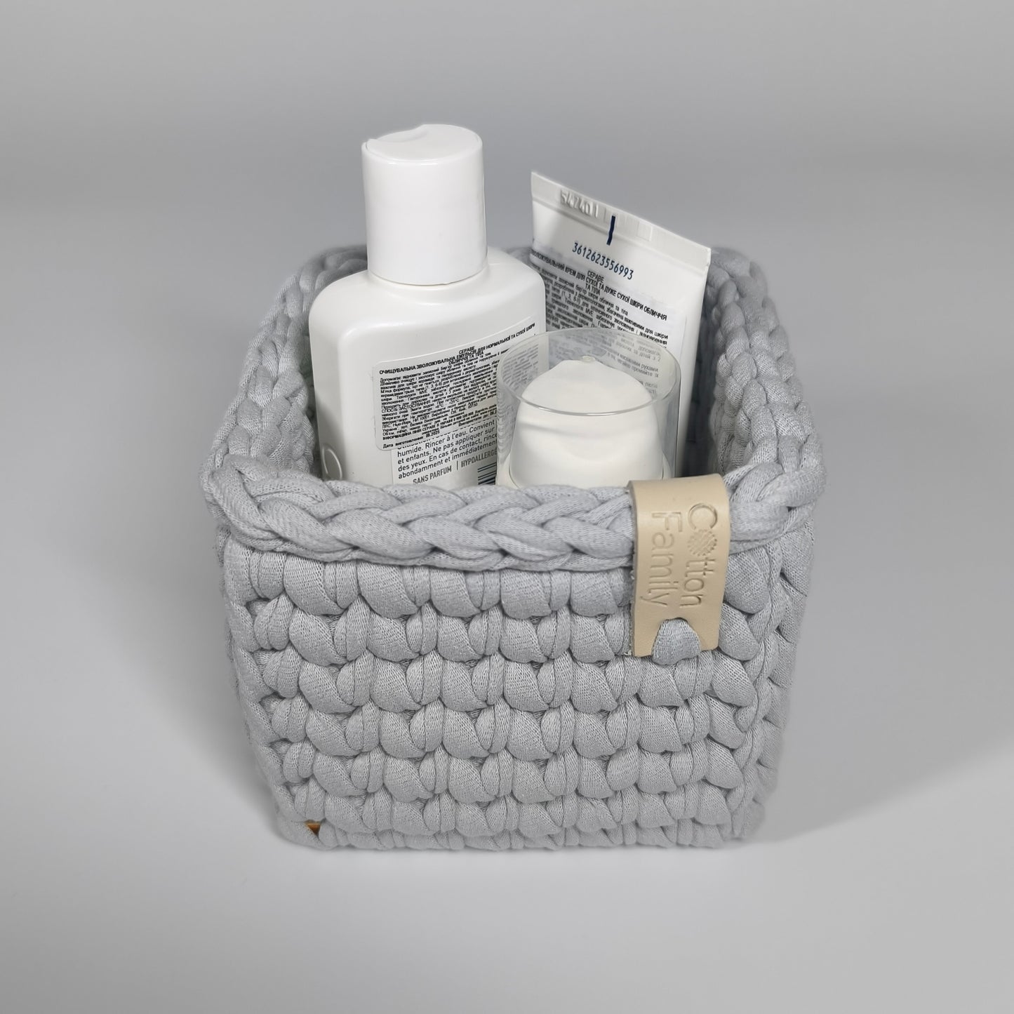 CUBE Wood Basket — Silver Blue