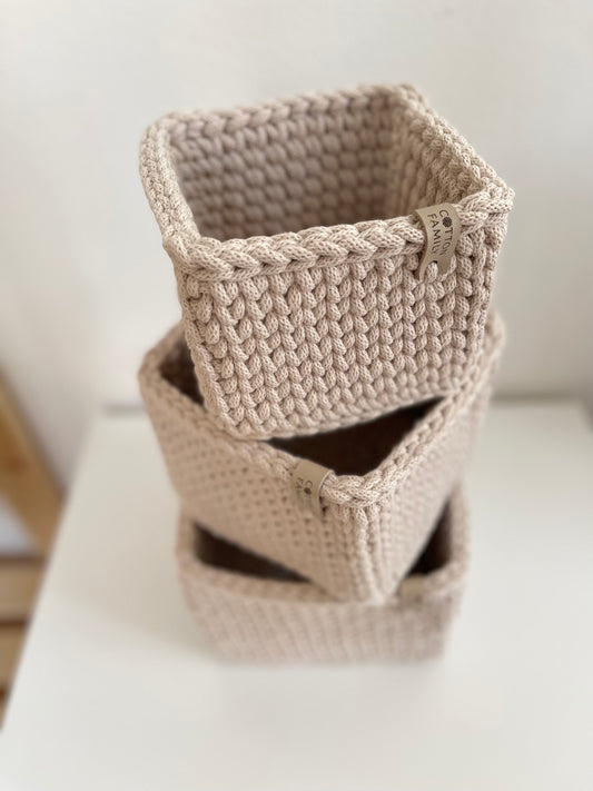 "CUBE" Set of 3 Square Organizer Baskets