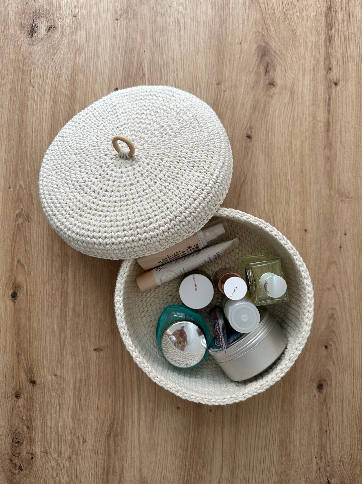"RING" Round LARGE-Organizer Lidded Basket