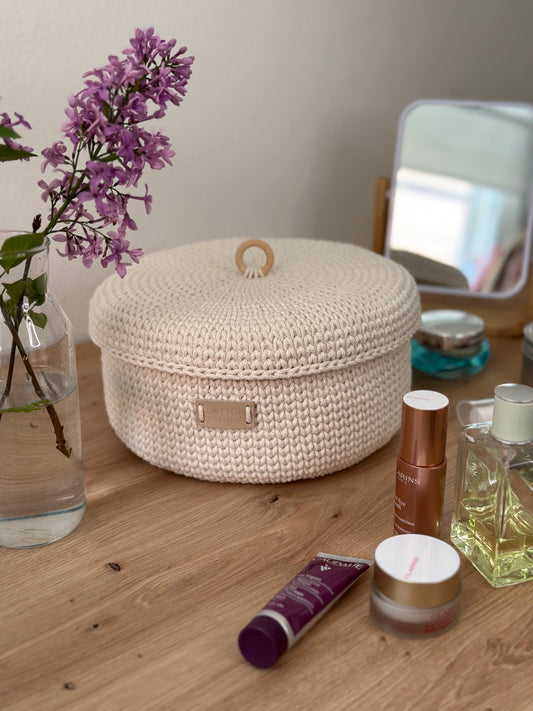 "RING" Round LARGE-Organizer Lidded Basket
