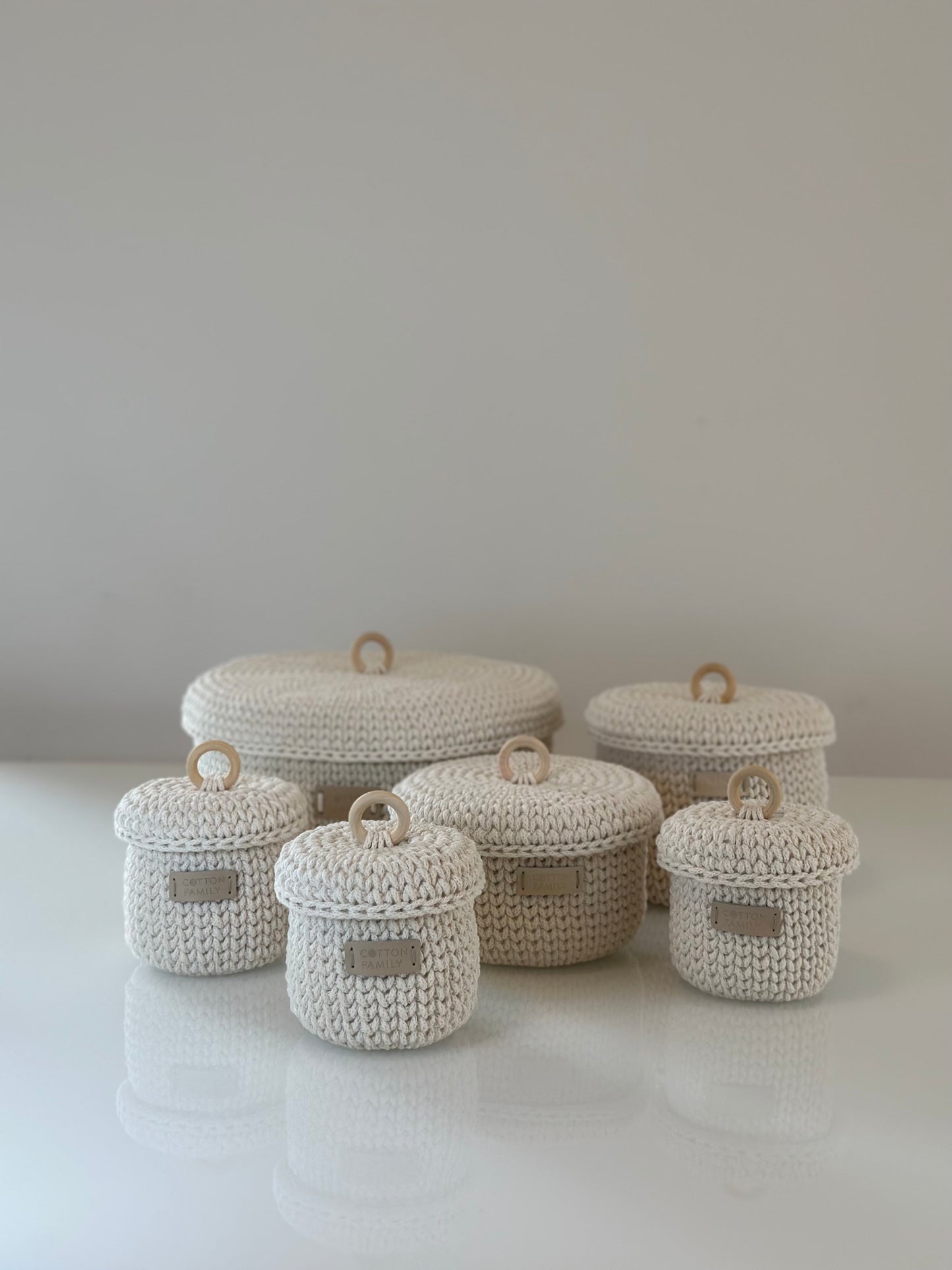 "RING" Set of 6 Round Organizer Lidded Baskets