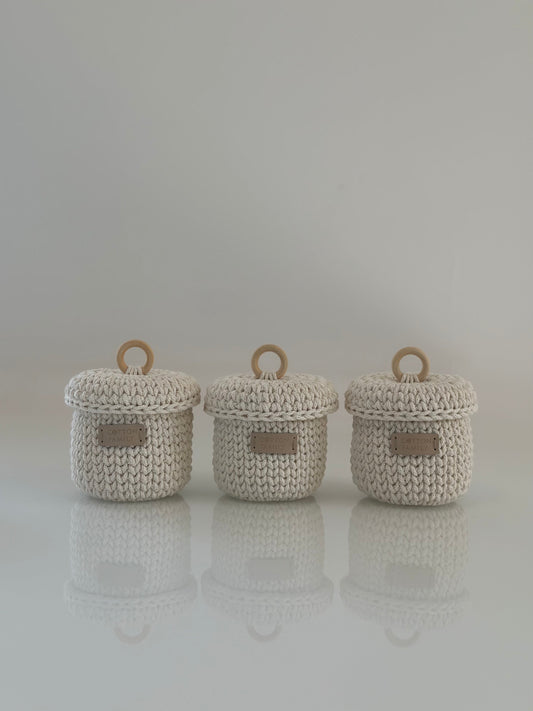 "RING" 3 Round MINI-Organizer Lidded Baskets