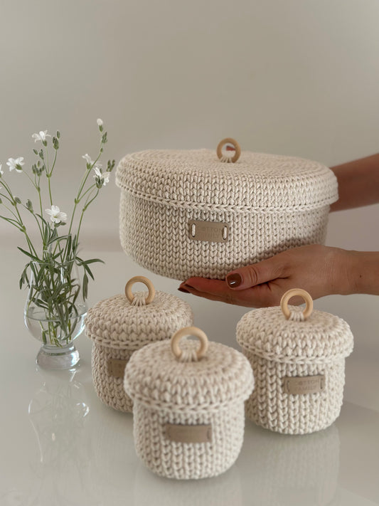 "RING" Set of 4 Round Organizer Lidded Baskets