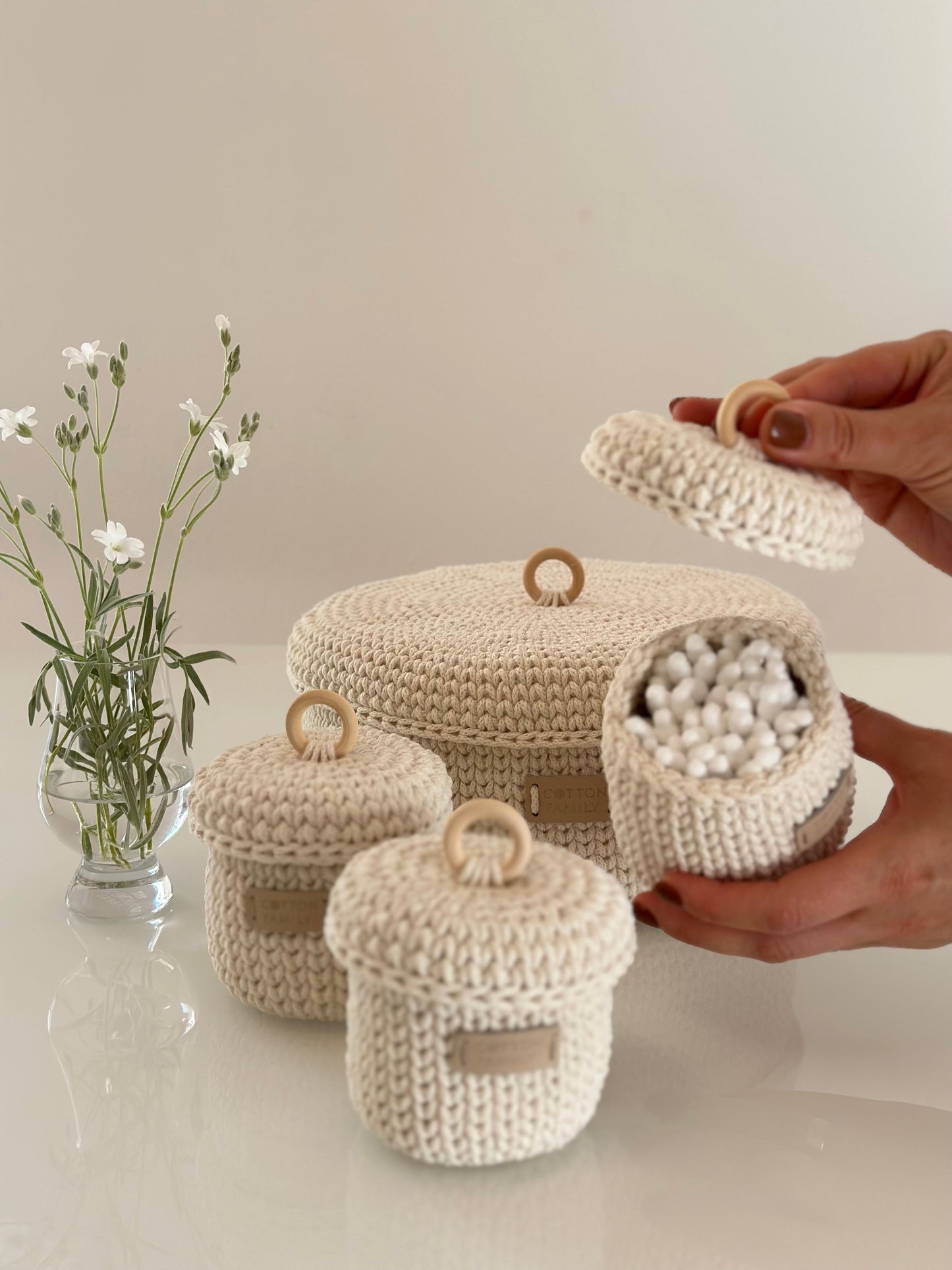 "RING" 3 Round MINI-Organizer Lidded Baskets