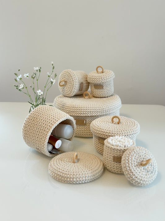 "RING" Set of 6 Round Organizer Lidded Baskets