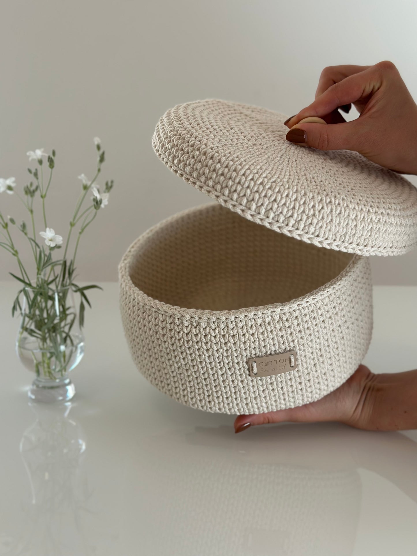 "RING" Round LARGE-Organizer Lidded Basket