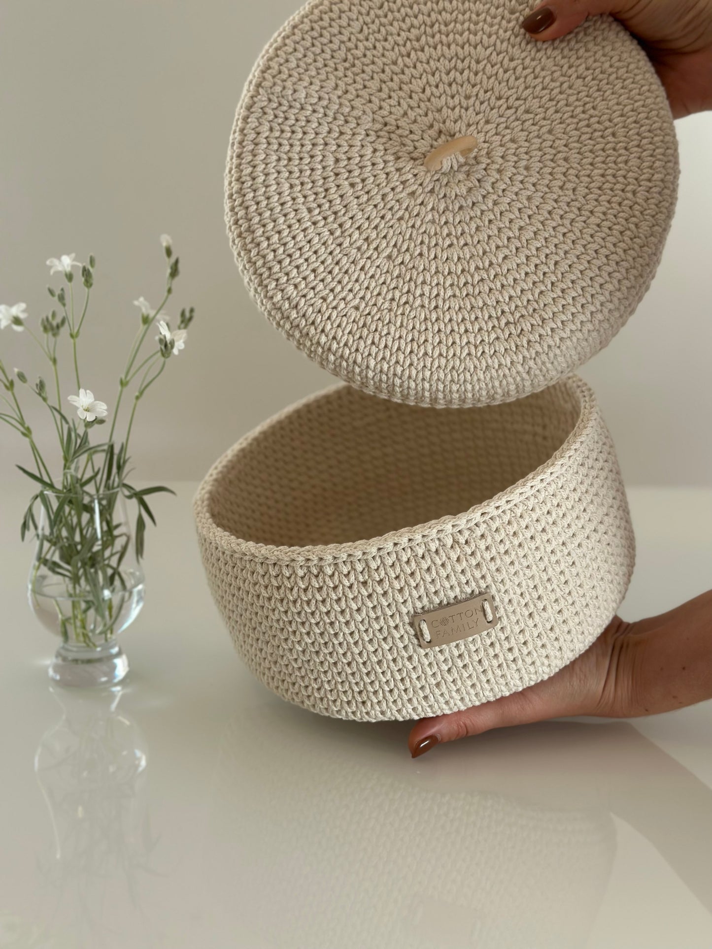 "RING" Round LARGE-Organizer Lidded Basket
