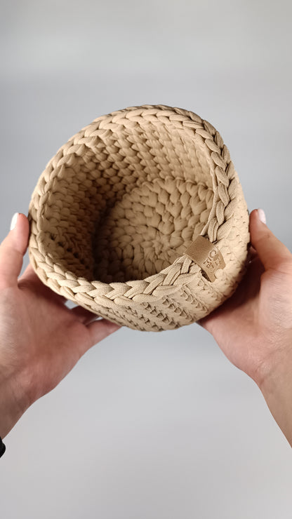 CLASSIC Set — Warm Sand | Handmade Round Crochet Storage Baskets (Set of 3)