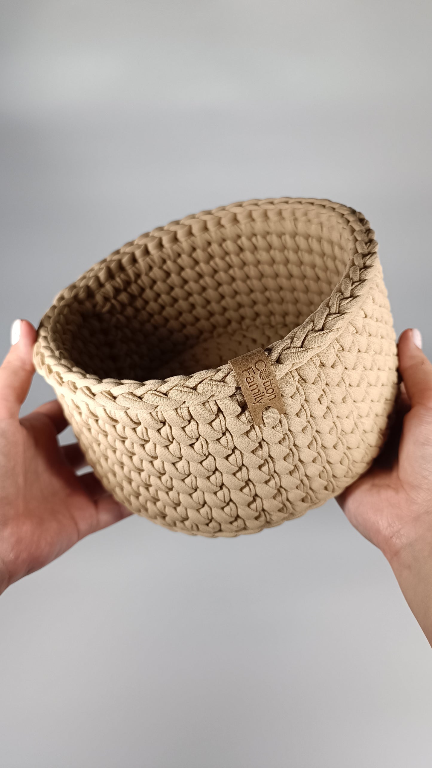 CLASSIC Set — Warm Sand | Handmade Round Crochet Storage Baskets (Set of 3)