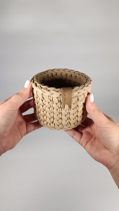 CLASSIC Set — Warm Sand | Handmade Round Crochet Storage Baskets (Set of 3)