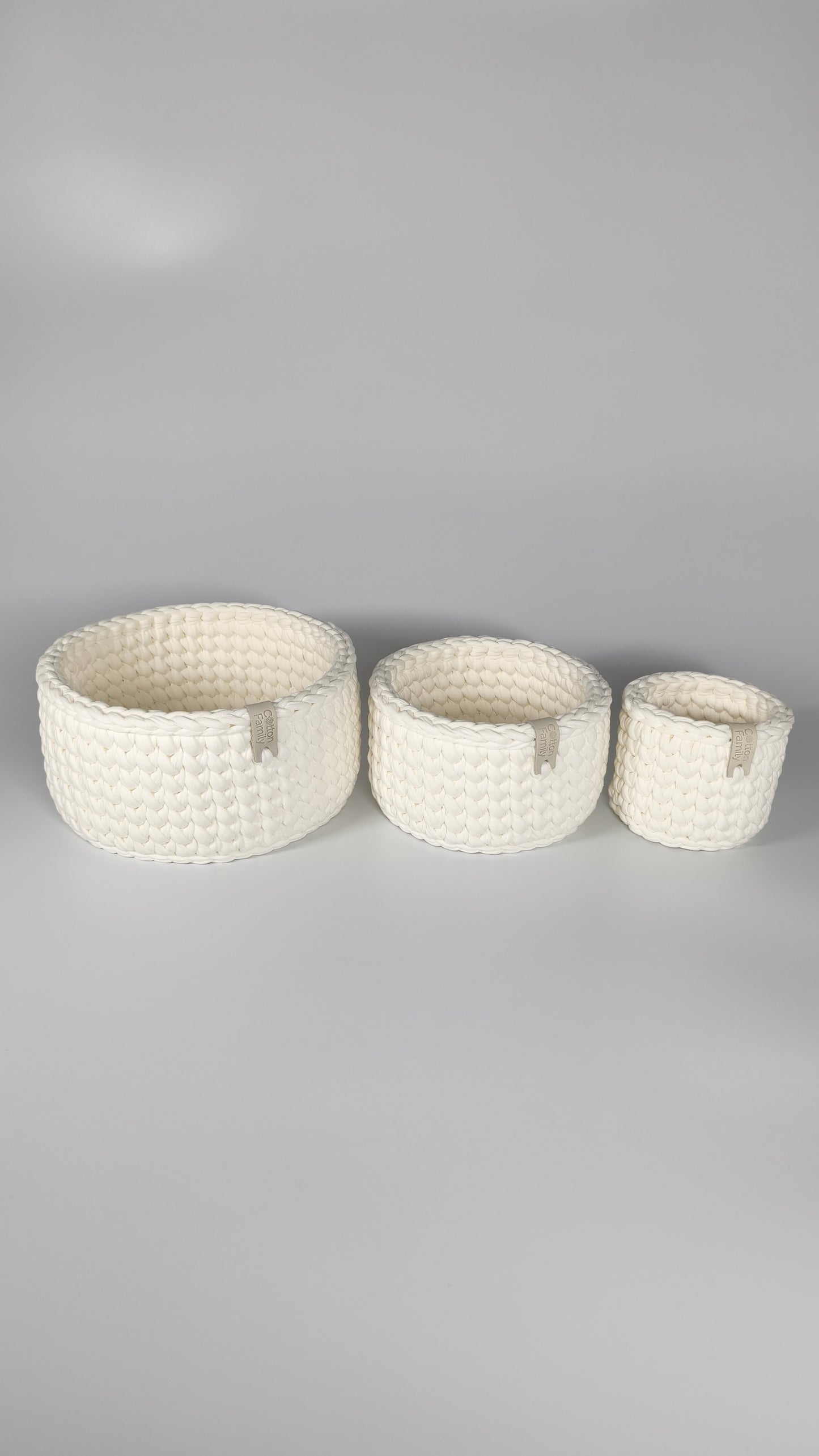 CLASSIC Set — Milk | Handmade Round Crochet Storage Baskets (Set of 3)