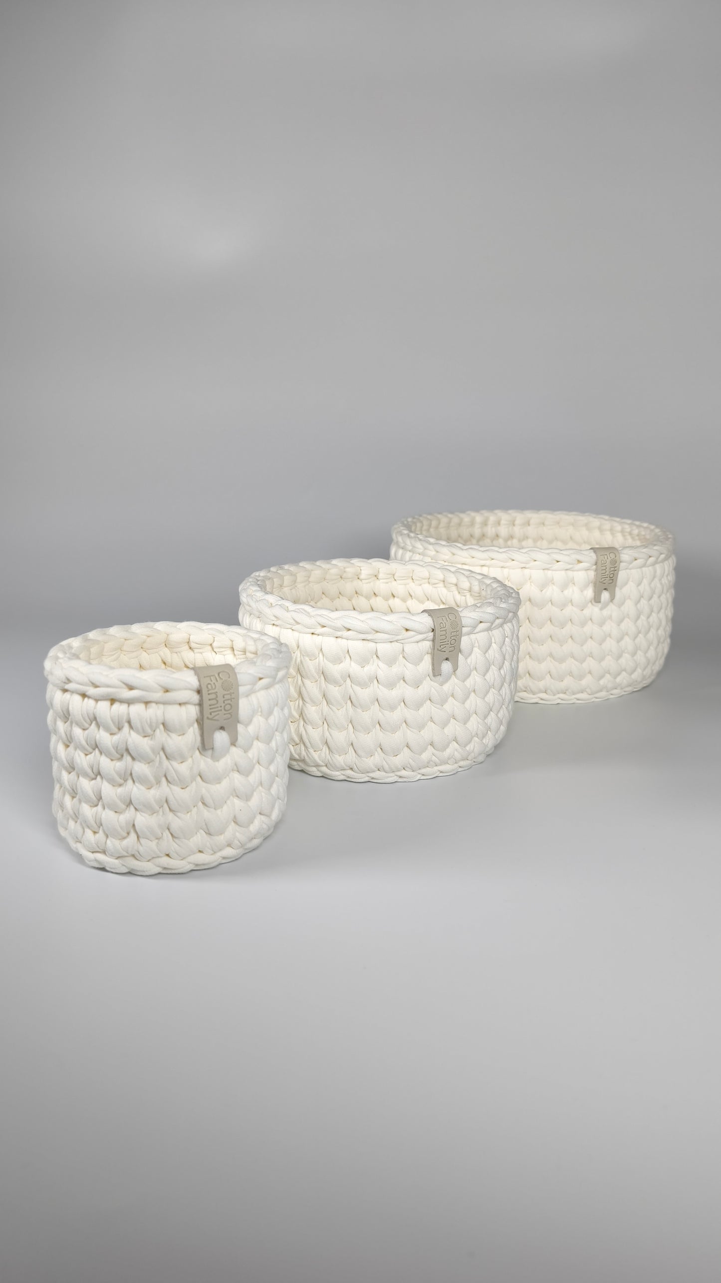 CLASSIC Set — Milk | Handmade Round Crochet Storage Baskets (Set of 3)