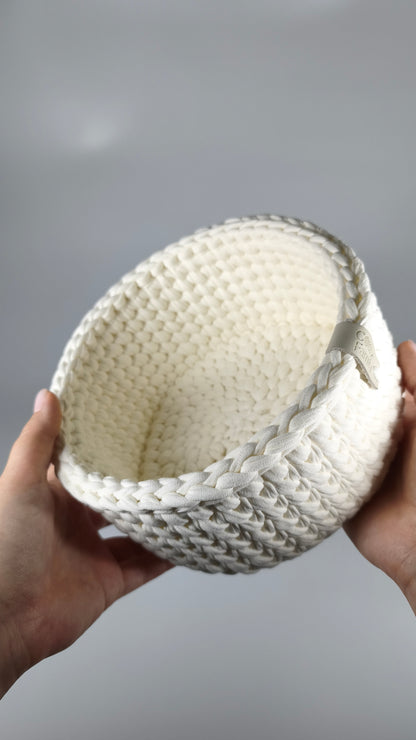 CLASSIC Set — Milk | Handmade Round Crochet Storage Baskets (Set of 3)