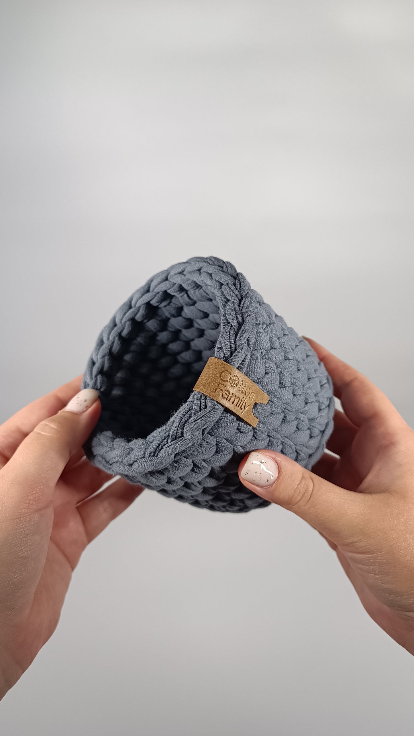 CLASSIC Set — Storm | Handmade Round Crochet Storage Baskets (Set of 3)