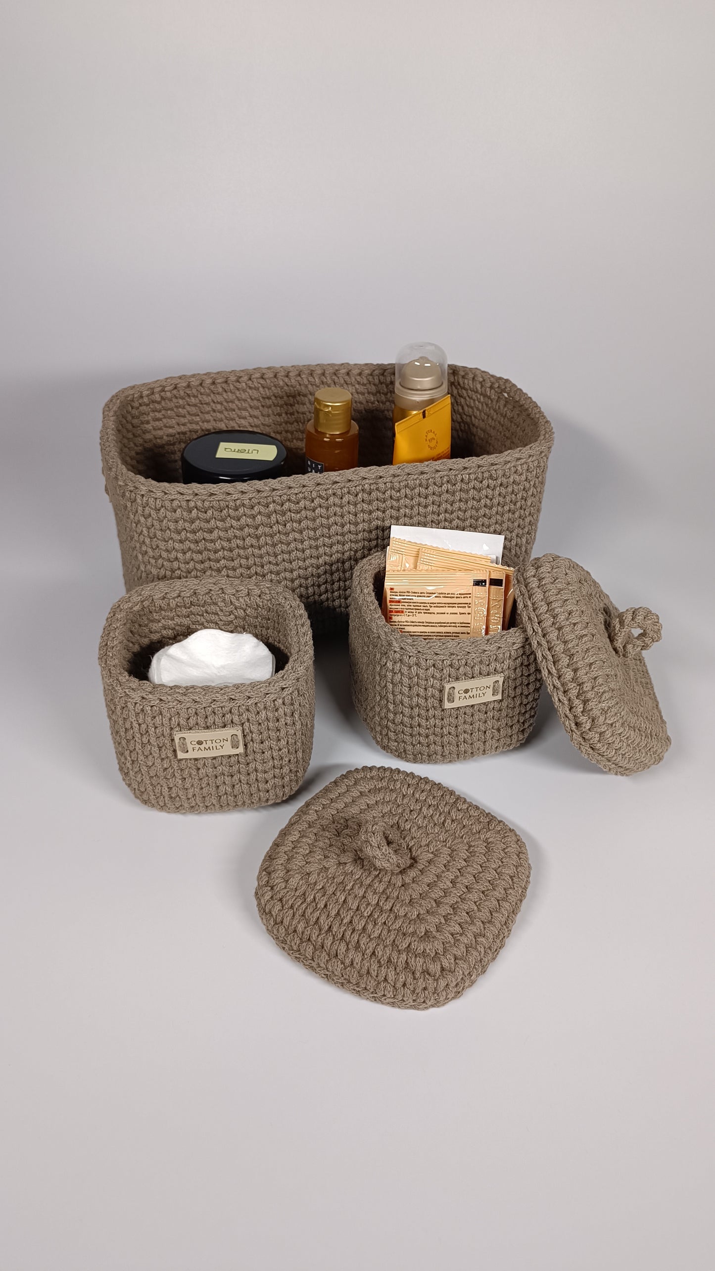 QUAD BOX Set — Coffee | Deep Neutral Handmade Organizers