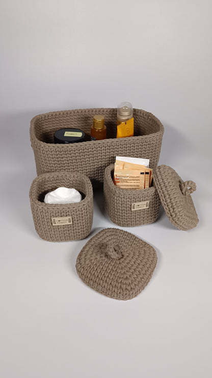 QUAD BOX Set — Coffee | Deep Neutral Handmade Organizers