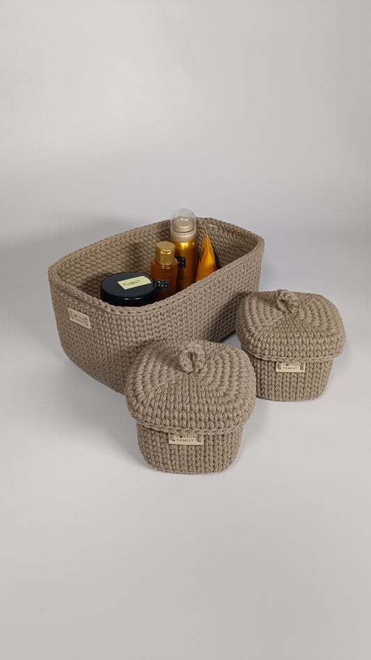 QUAD BOX Set — Coffee | Deep Neutral Handmade Organizers