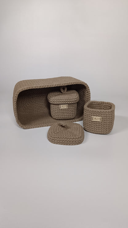 QUAD BOX Set — Coffee | Deep Neutral Handmade Organizers