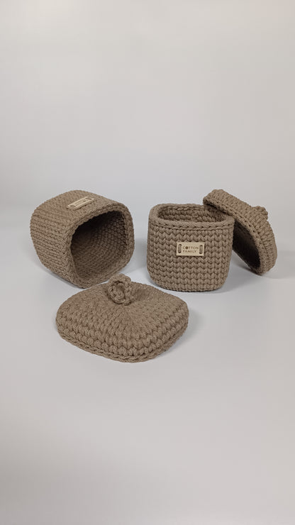 QUAD BOX Set — Coffee | Deep Neutral Handmade Organizers