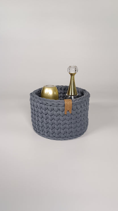 CLASSIC Set — Storm | Handmade Round Crochet Storage Baskets (Set of 3)