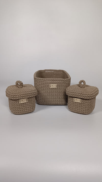 QUAD BOX Set — Coffee | Deep Neutral Handmade Organizers