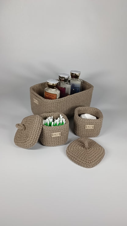 QUAD BOX Set — Coffee | Deep Neutral Handmade Organizers