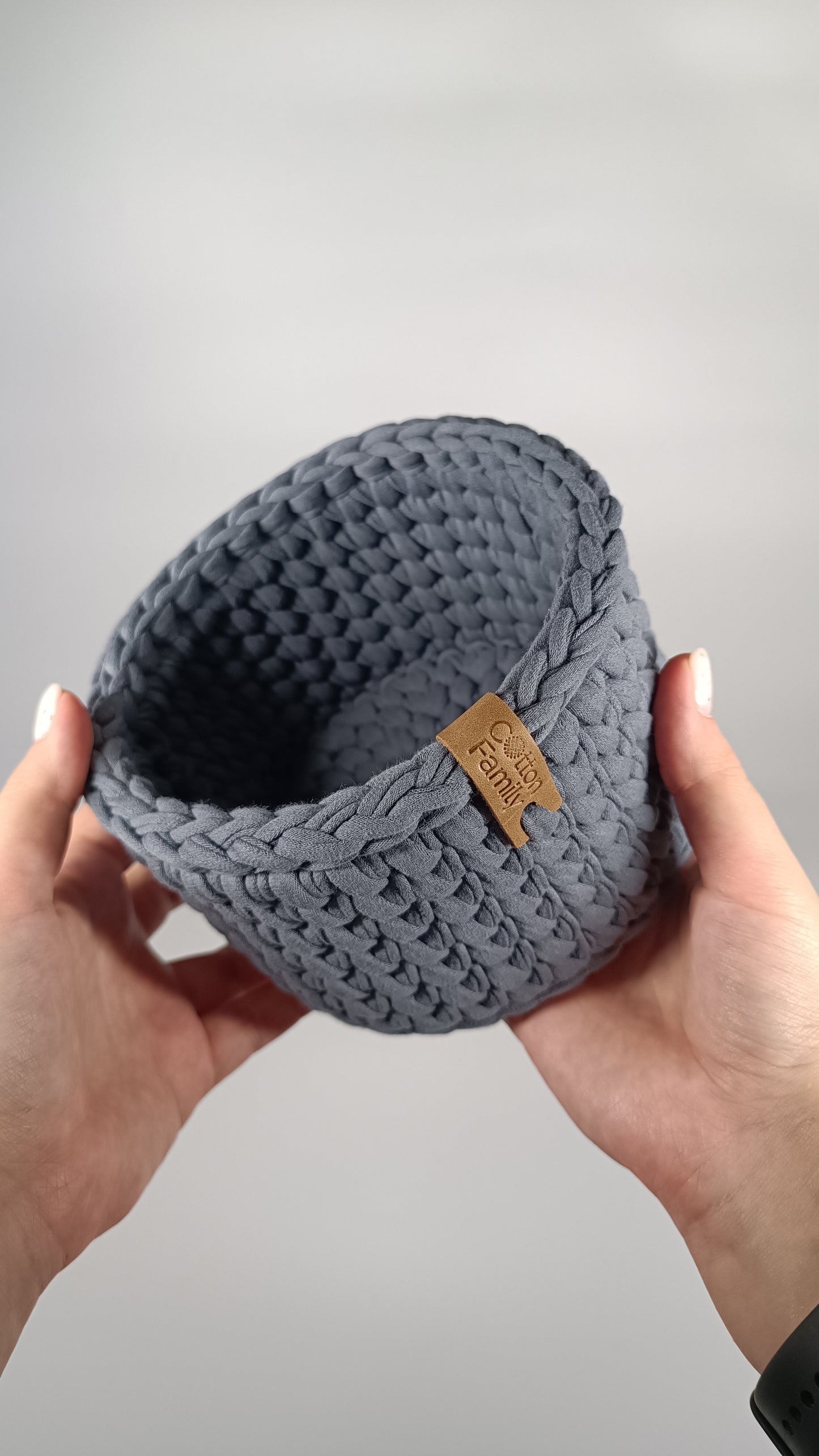 CLASSIC Set — Storm | Handmade Round Crochet Storage Baskets (Set of 3)