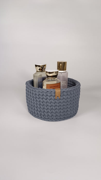 CLASSIC Set — Storm | Handmade Round Crochet Storage Baskets (Set of 3)