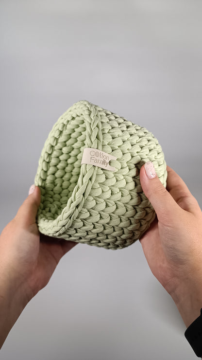 CLASSIC Set — Matcha | Handmade Round Crochet Storage Baskets (Set of 3)