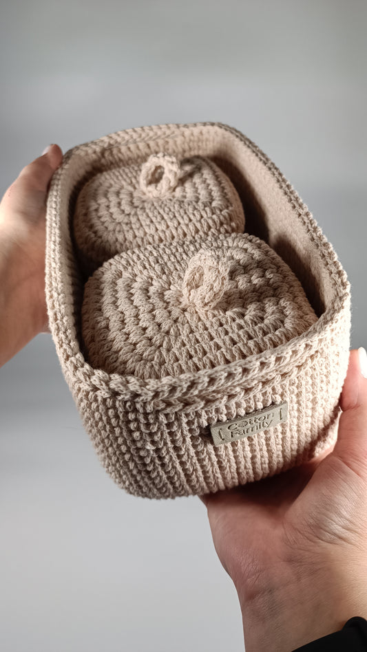 QUAD BOX Set — Nude | Soft Minimalist Cotton Storage