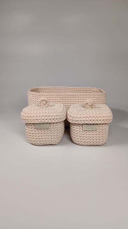 QUAD BOX Set — Nude | Soft Minimalist Cotton Storage