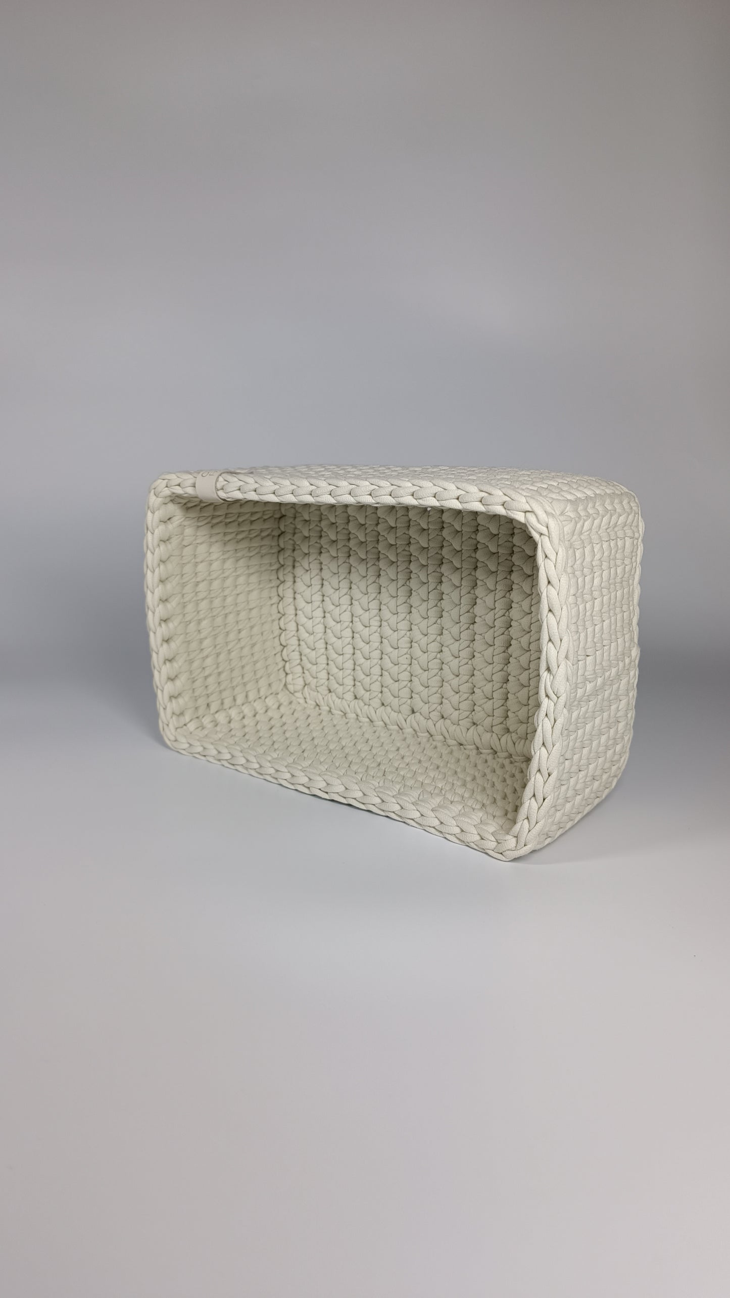 RECTO Basket — Ivory | Handmade Crochet Organizer with Knitted Bottom