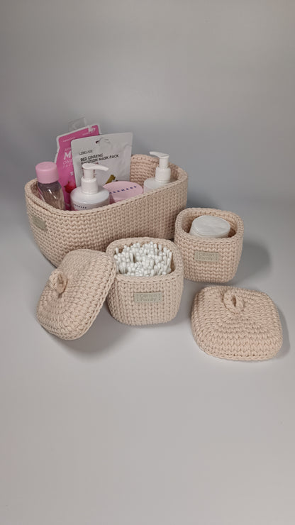 QUAD BOX Set — Nude | Soft Minimalist Cotton Storage