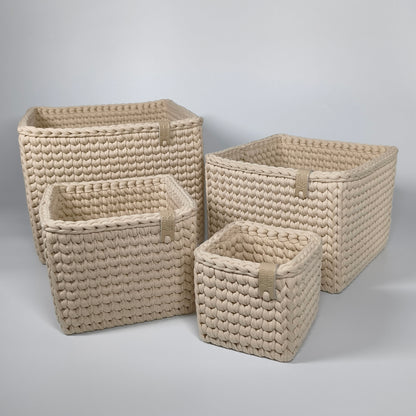 CUBE Wood Basket — Powder Beige
