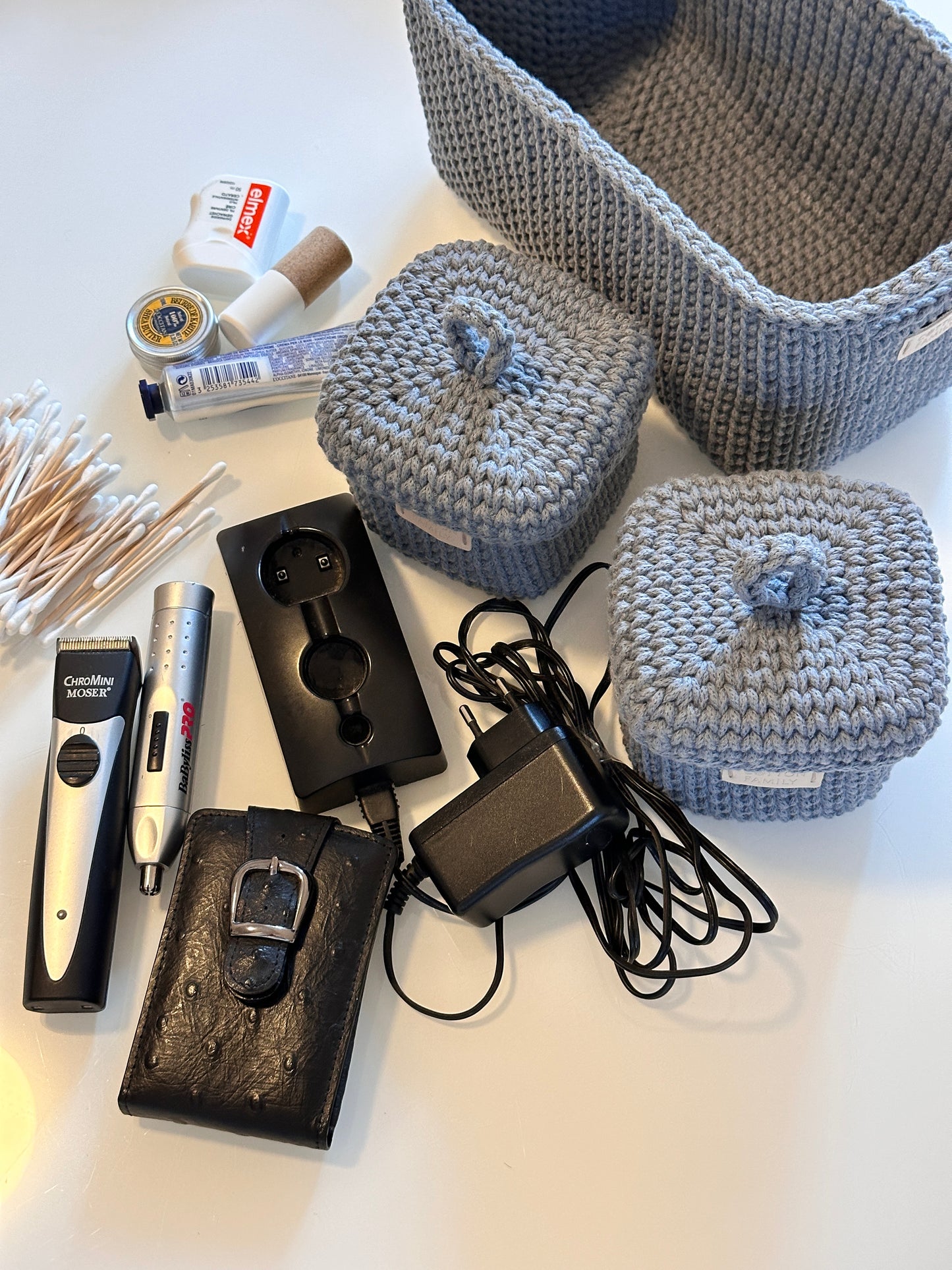 QUAD BOX Set — Steel | Handcrafted Cotton-Cord Bathroom & Home Organizers