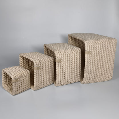 CUBE Wood Basket — Powder Beige