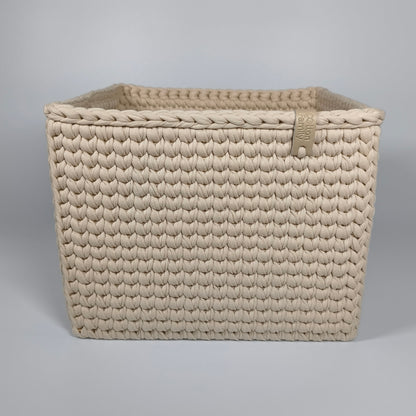 CUBE Wood Basket — Powder Beige
