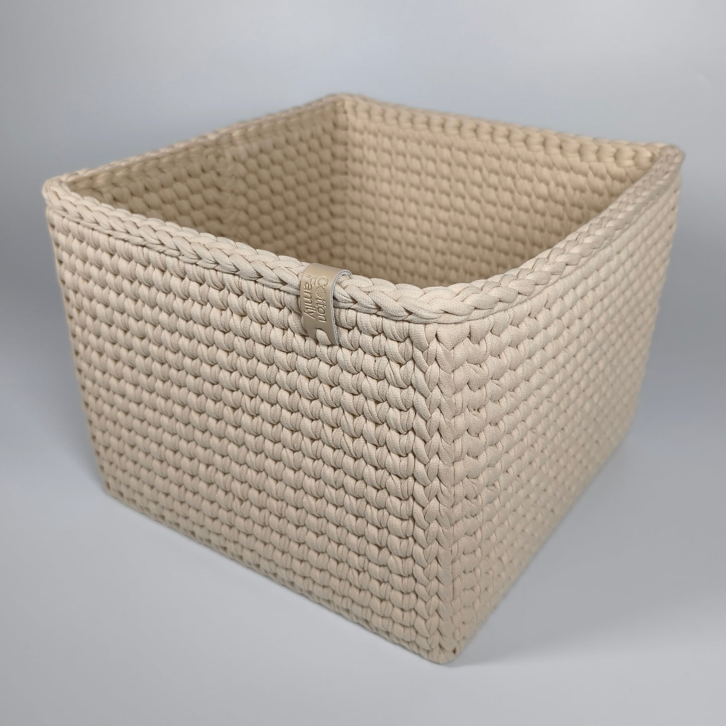 CUBE Wood Basket — Powder Beige