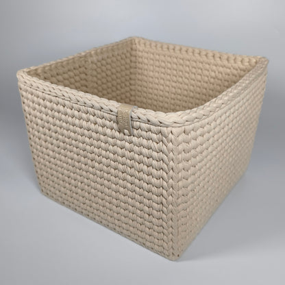 CUBE Wood Basket — Powder Beige