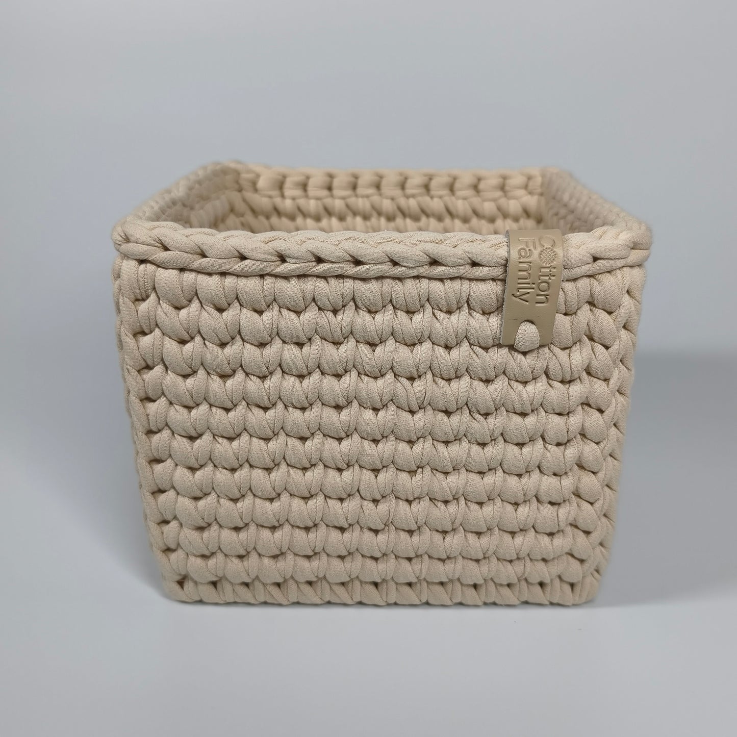 CUBE Wood Basket — Powder Beige