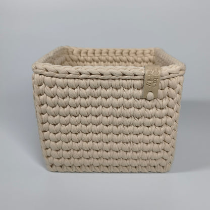 CUBE Wood Basket — Powder Beige