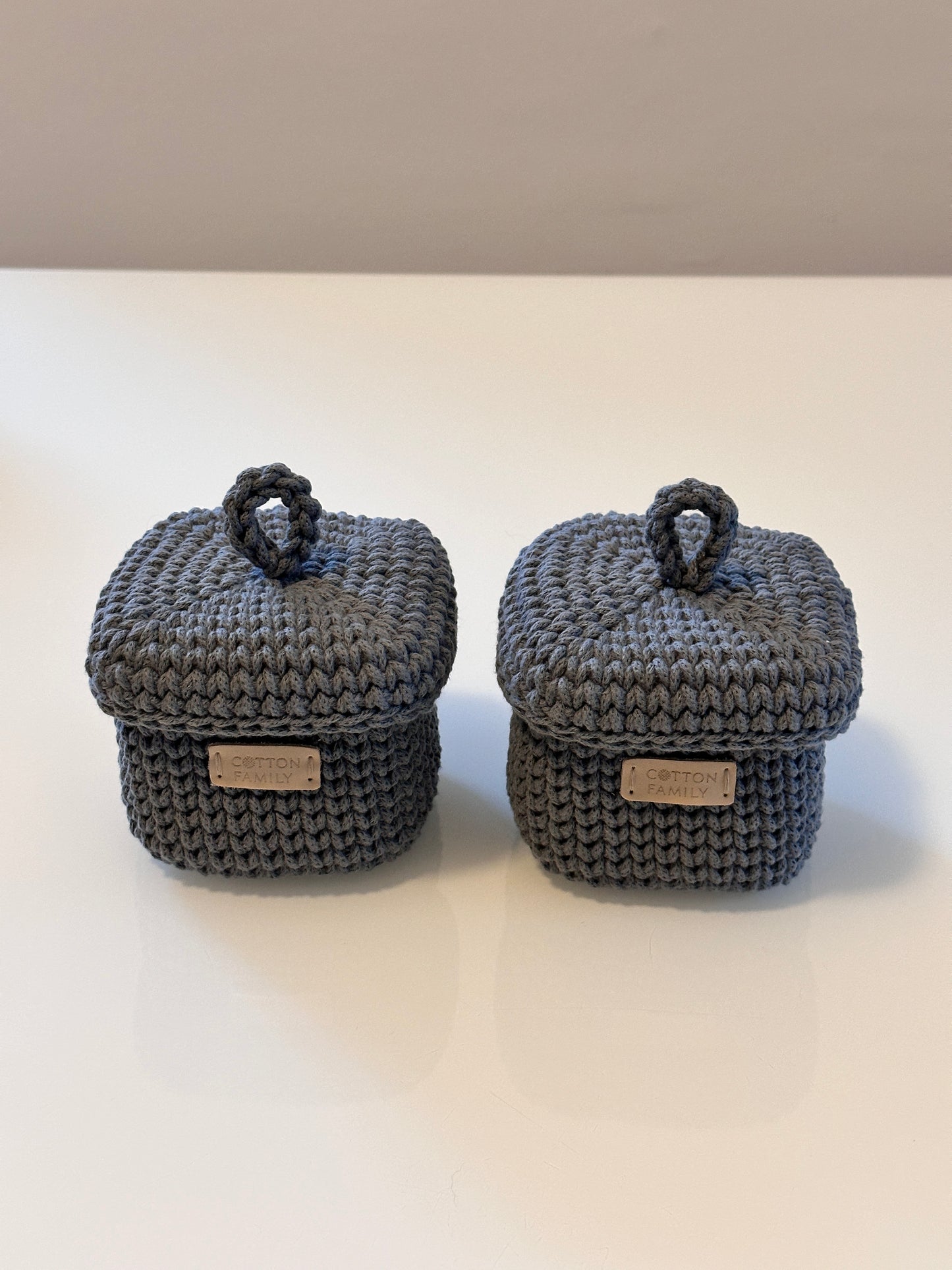 QUAD BOX Set — Steel | Handcrafted Cotton-Cord Bathroom & Home Organizers