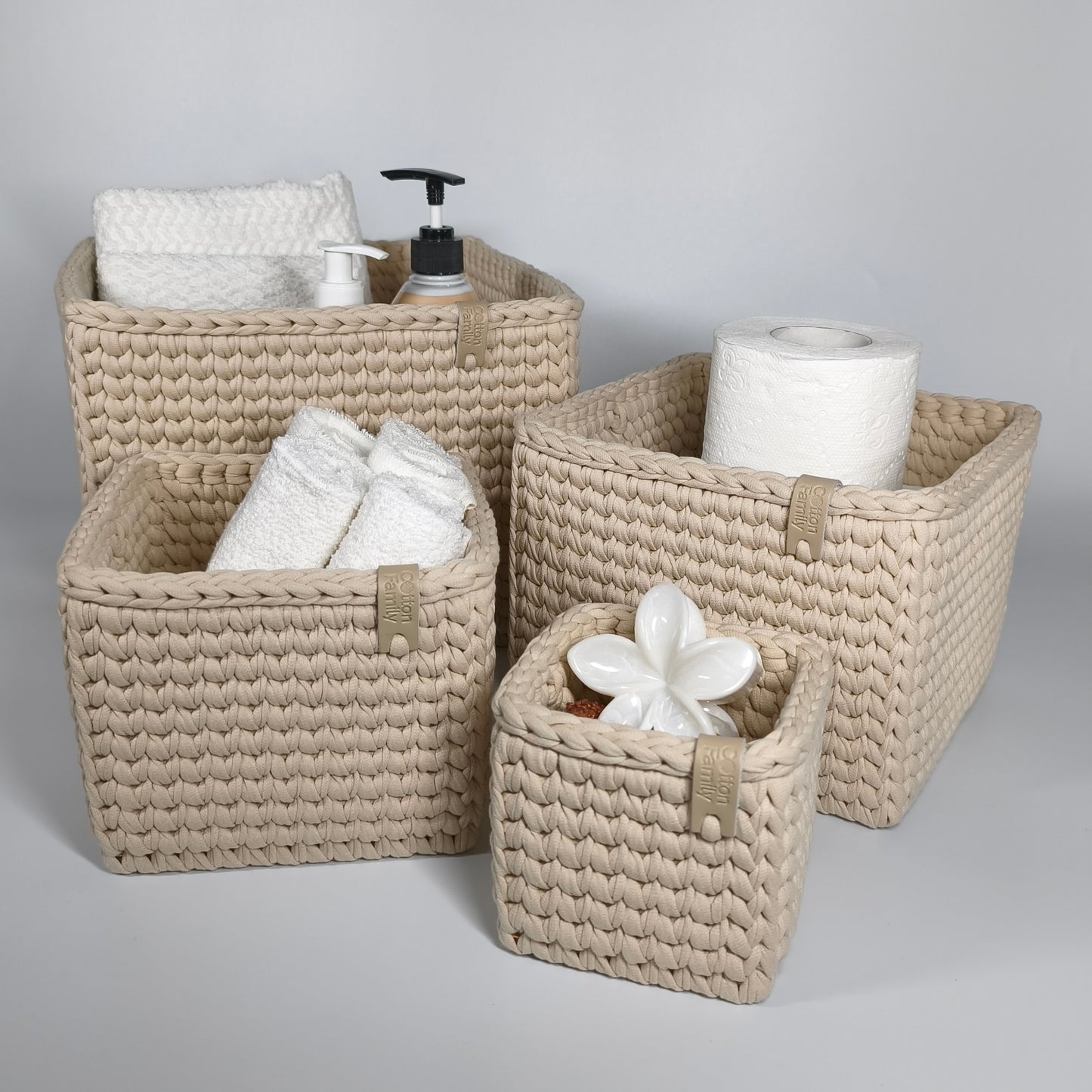CUBE Wood Basket — Powder Beige