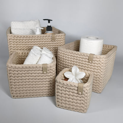 CUBE Wood Basket — Powder Beige