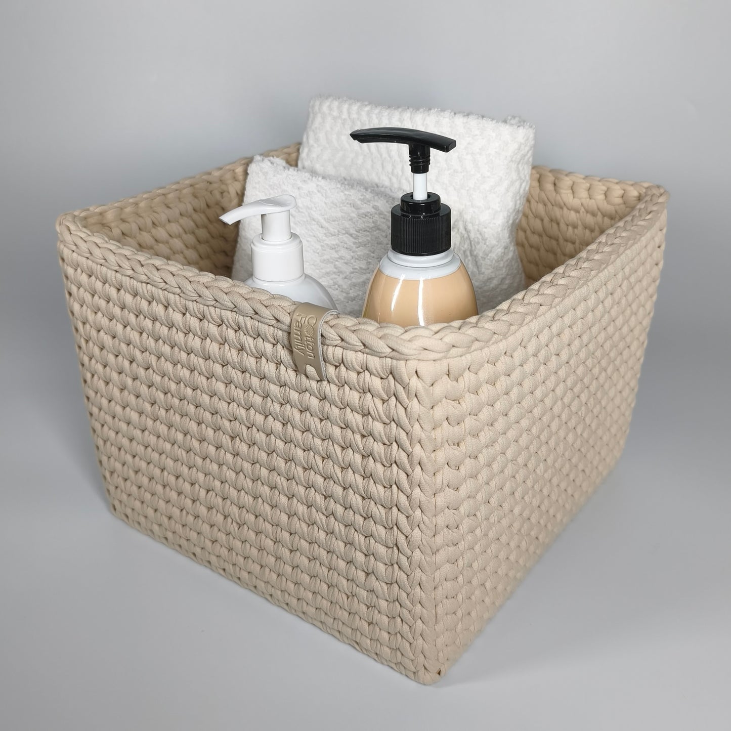 CUBE Wood Basket — Powder Beige
