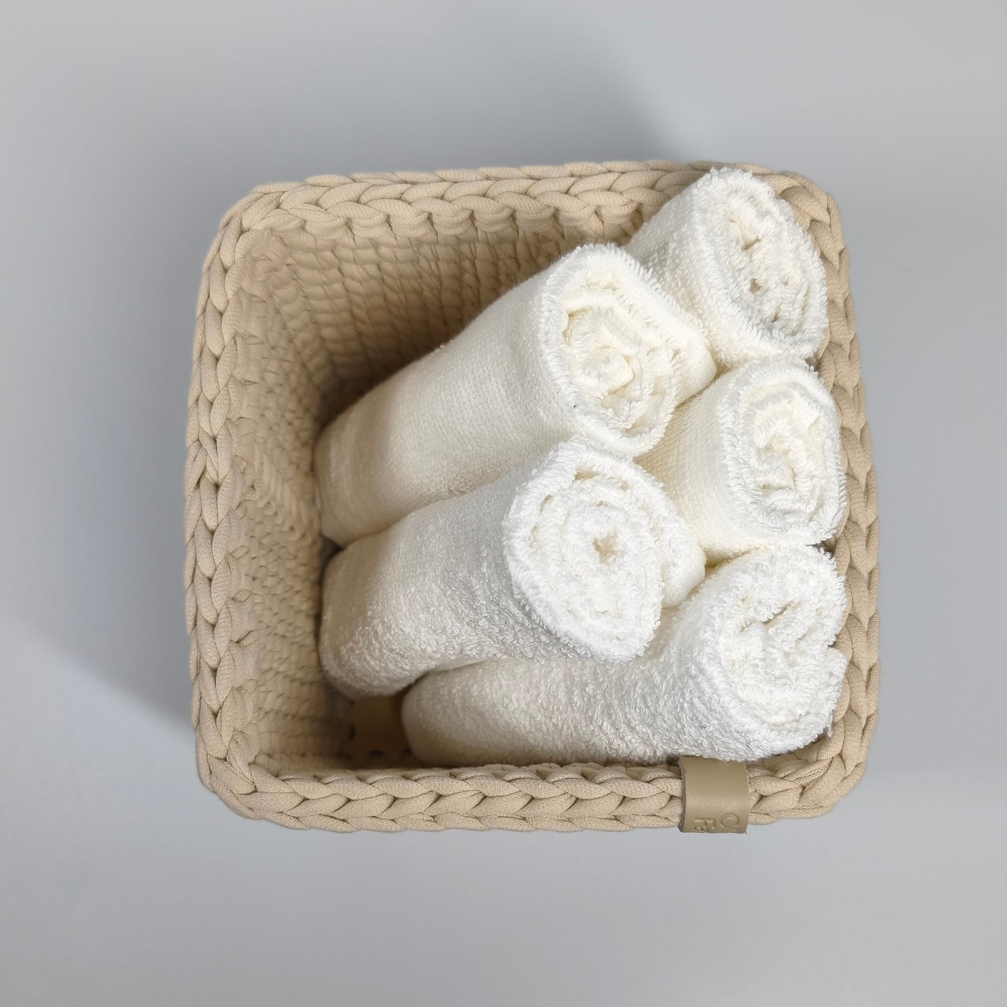 CUBE Wood Basket — Powder Beige